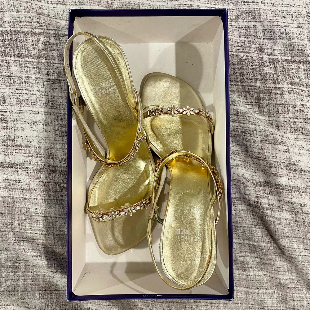 Stuart Weitzman Starstruck Gold Crystal Heels - Picture 6 of 9